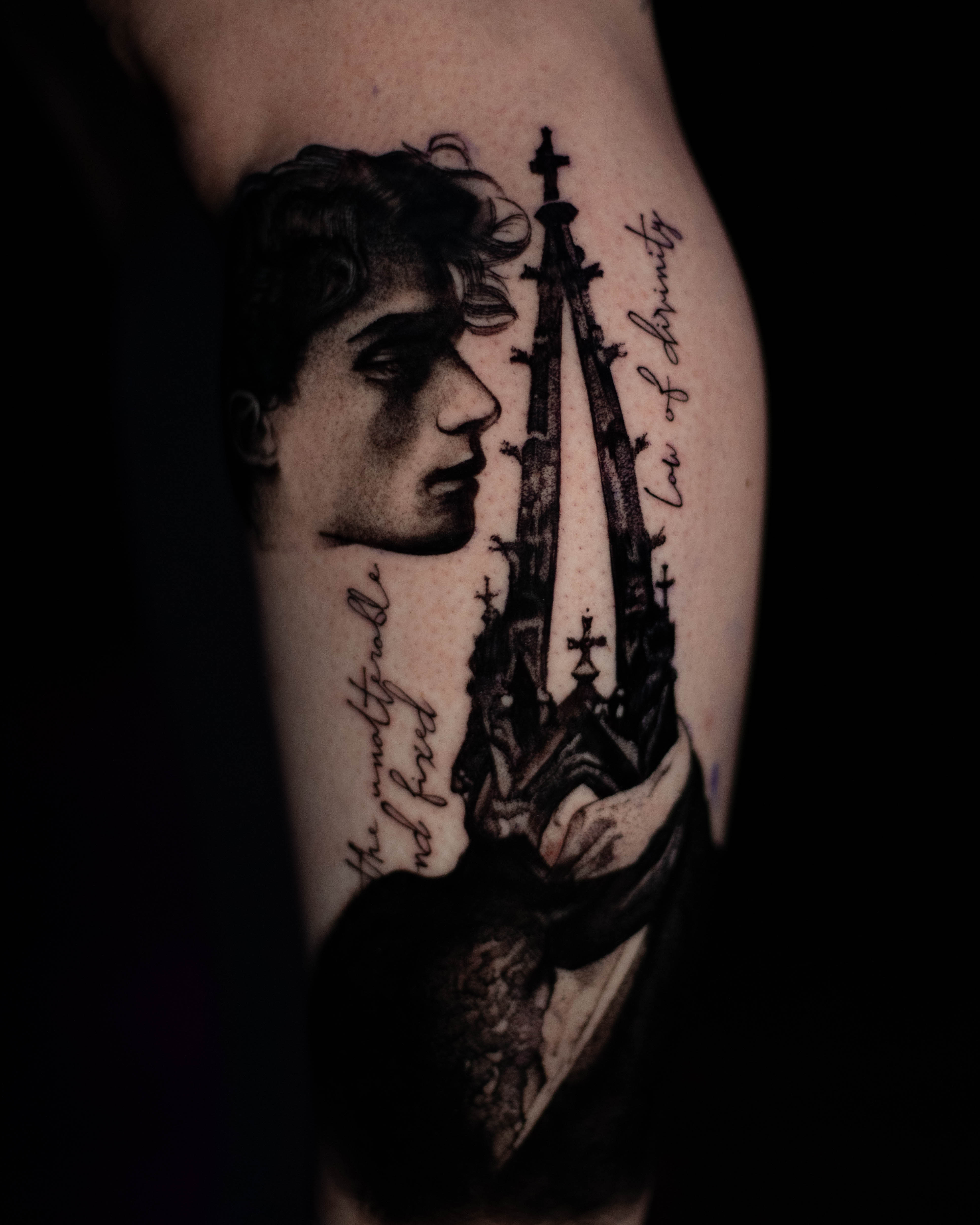 Illustrative tattoo, fine line